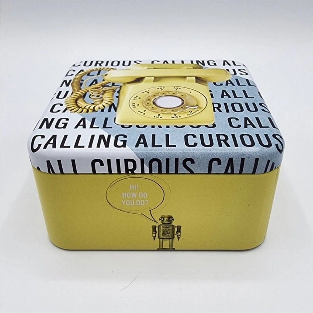 Fossil Blue Tin Box with Yellow Trim